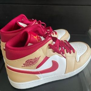 2022 Air Jordan 1 Mid 'Light Curry Cardinal Red' US Mens Size 10.5